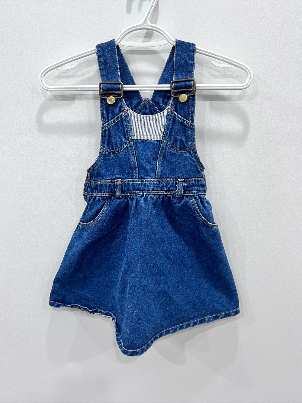 Vintage Kid Stuff Denim Overall Dress Girls 6X 90s Skirtall Pinafore